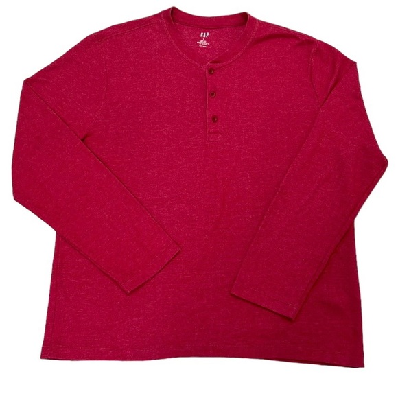 This is a GAP Henley shirt. XL, 54% cotton, 36% recycled polyester- 10% regular - Picture 1 of 2